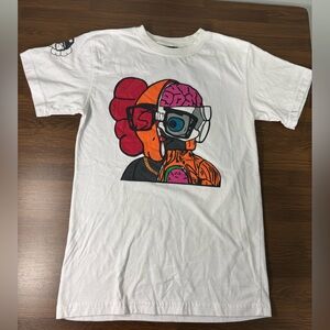 Secret Scientist White Graphic T-Shirt with‎ Colorful Design Size S